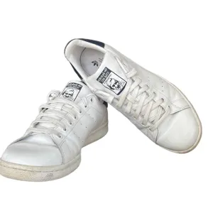 Adidas Stan Smith Core White Navy Leather Sneakers Size 9.5