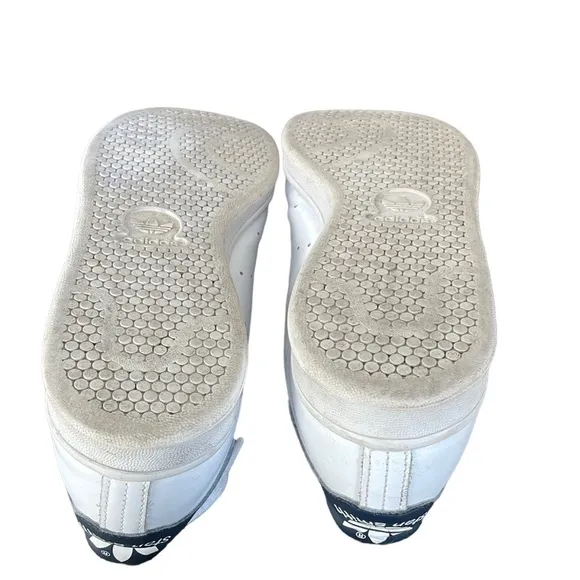 Adidas Stan Smith Core White Navy Leather Sneakers Size 9.5