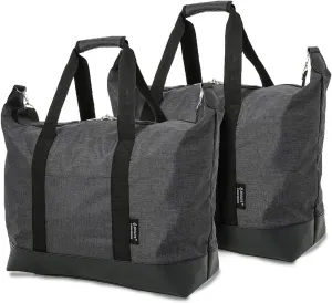 Aerolite 55x35x20cm 44L Lightweight Holdall, Hand Cabin Luggage Bag in Black set of 2