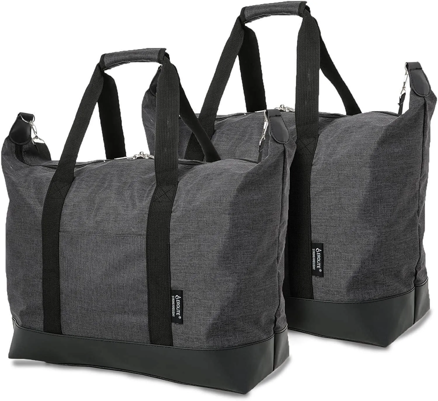 Aerolite 55x35x20cm 44L Lightweight Holdall, Hand Cabin Luggage Bag in Black set of 2