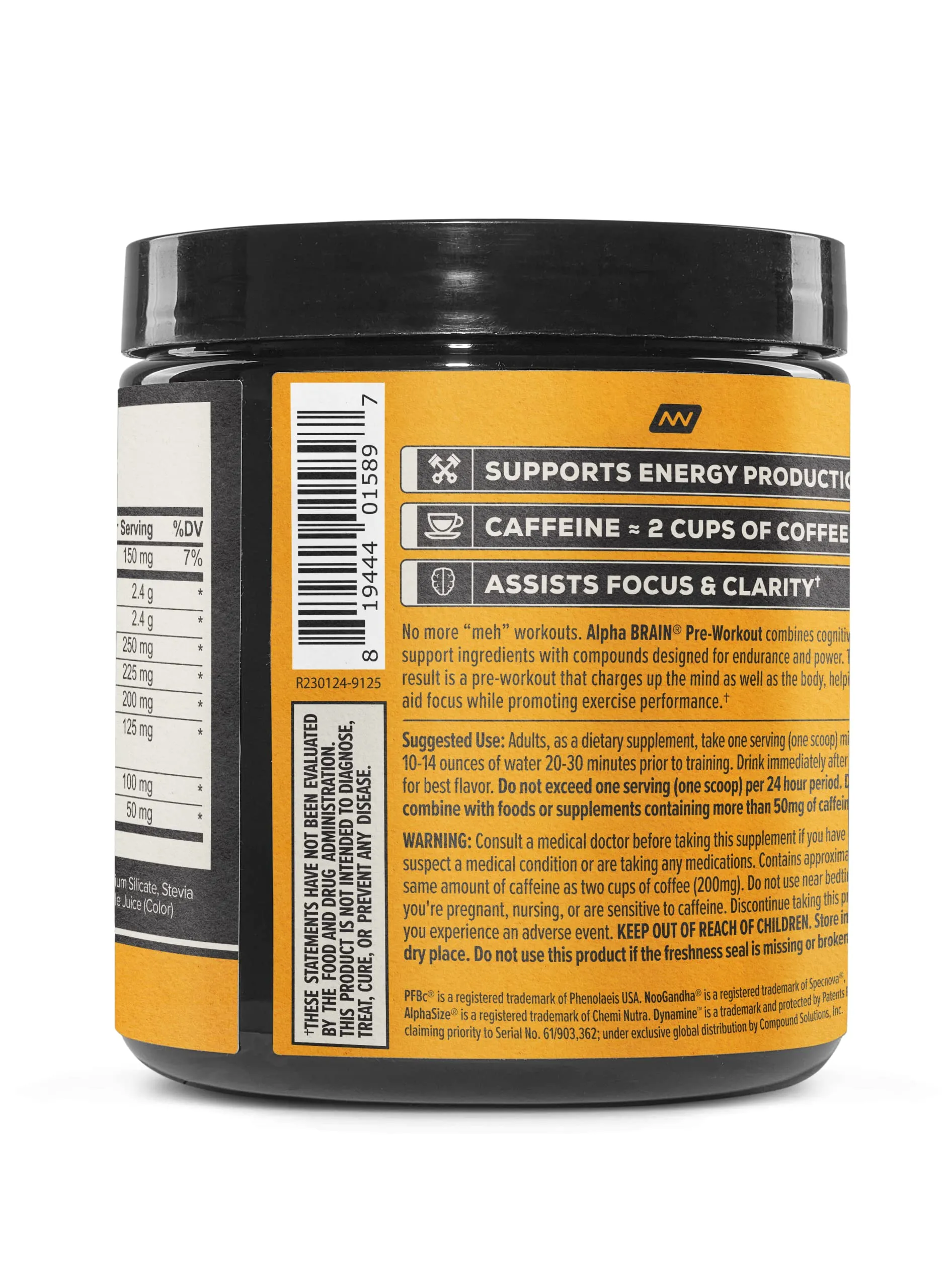 Alpha Brain Pre-Workout - Tiger's Blood (20 Servings)