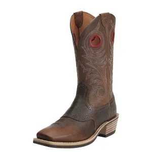 Ariat Brown Heritage Roughstock Broad Square Toe Western Boots for Men
