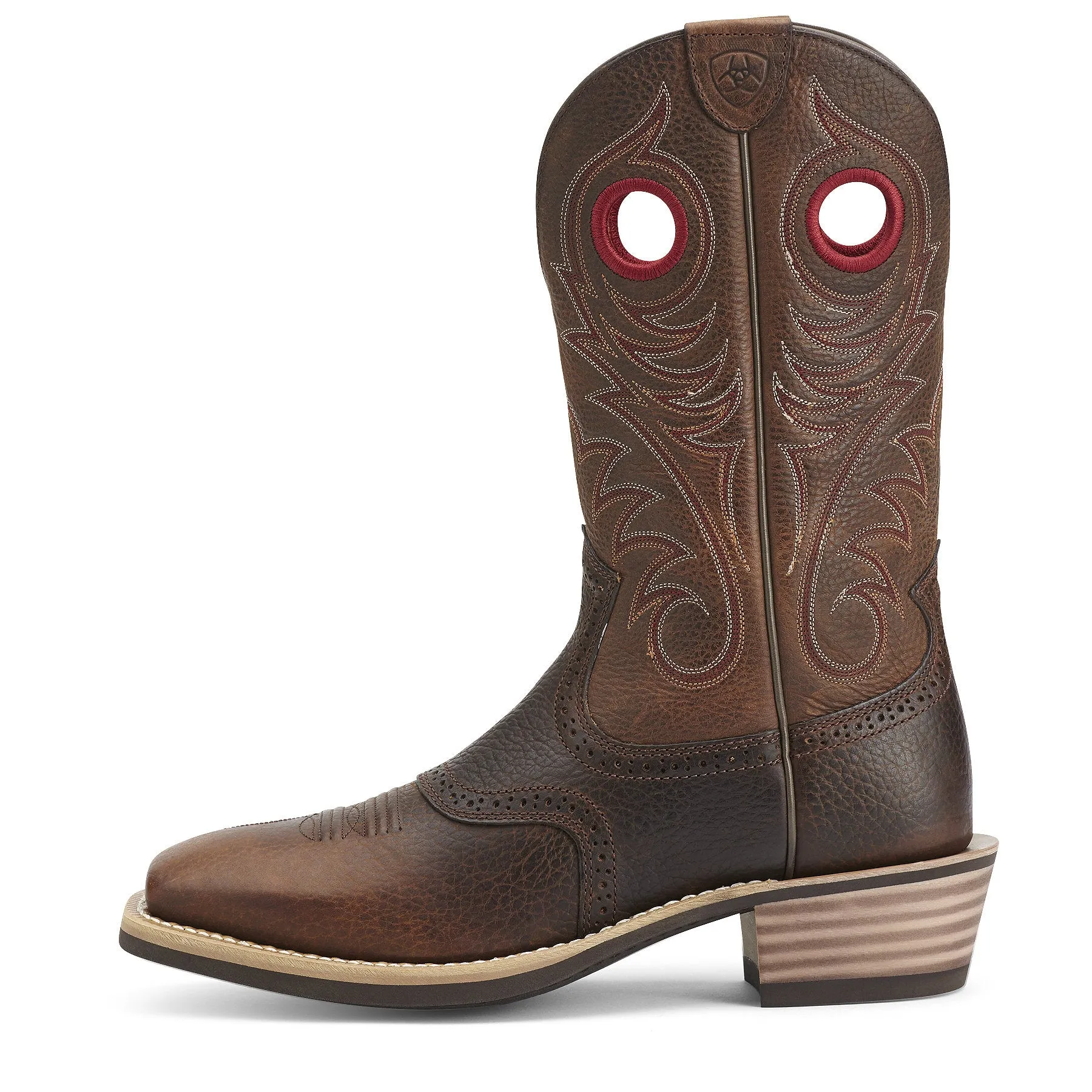 Ariat Brown Heritage Roughstock Broad Square Toe Western Boots for Men