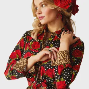 Ariat Ladies Rodeo Quincy Retro Rose Shirt Punchy Polkadot