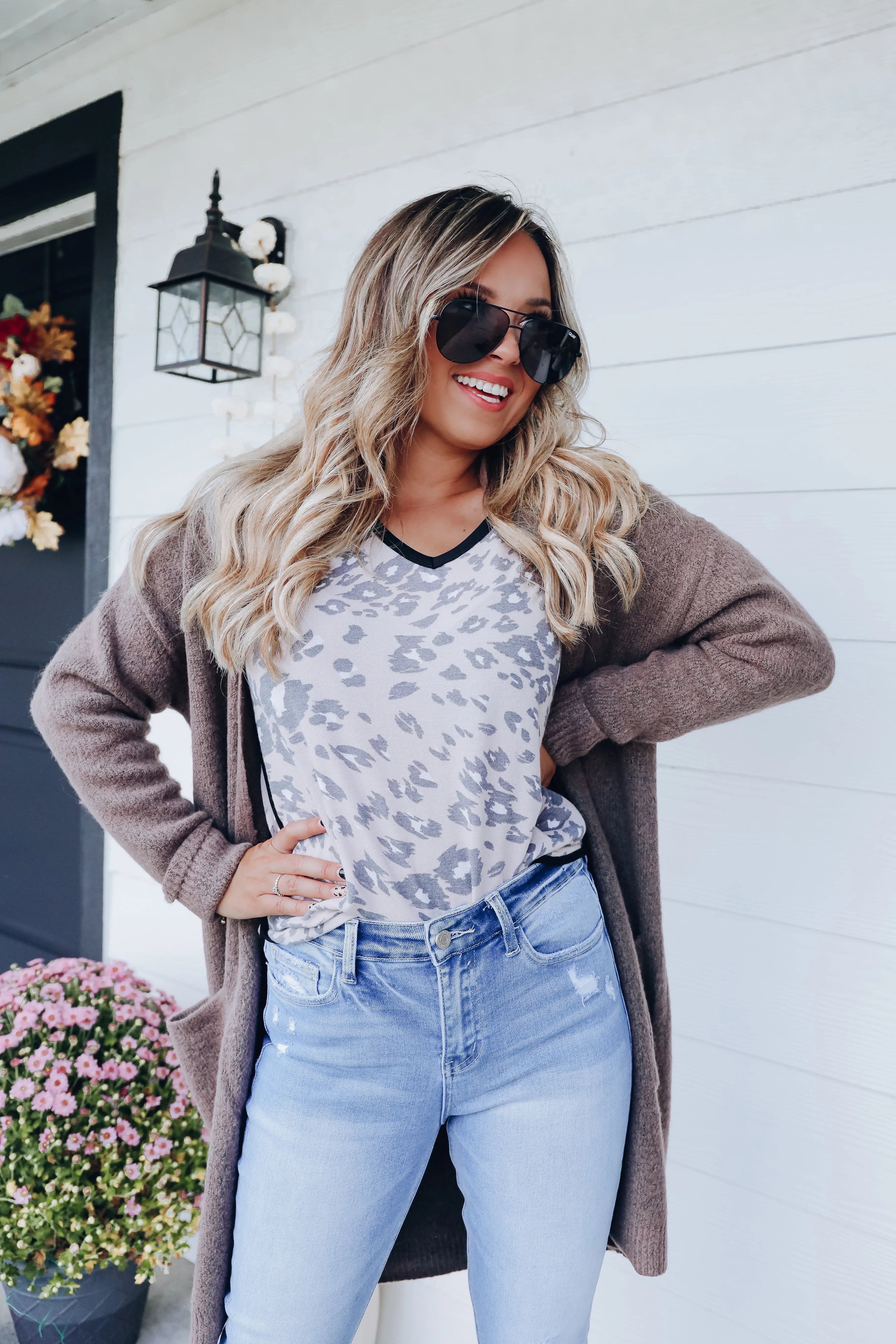 Autumn's Favorite Longline Cardigan - Brownish/Grey
