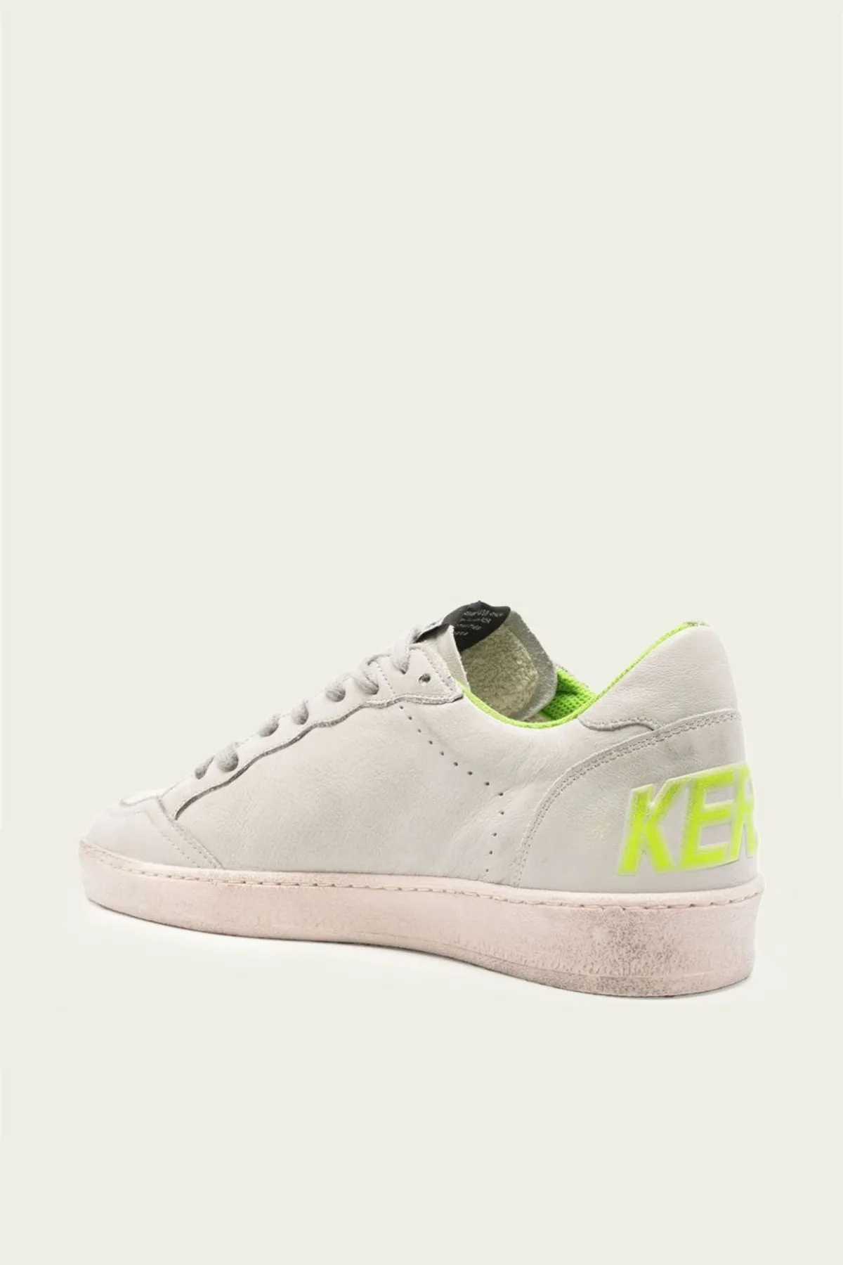 Ball-Star White Green Lime Leather Men Sneaker