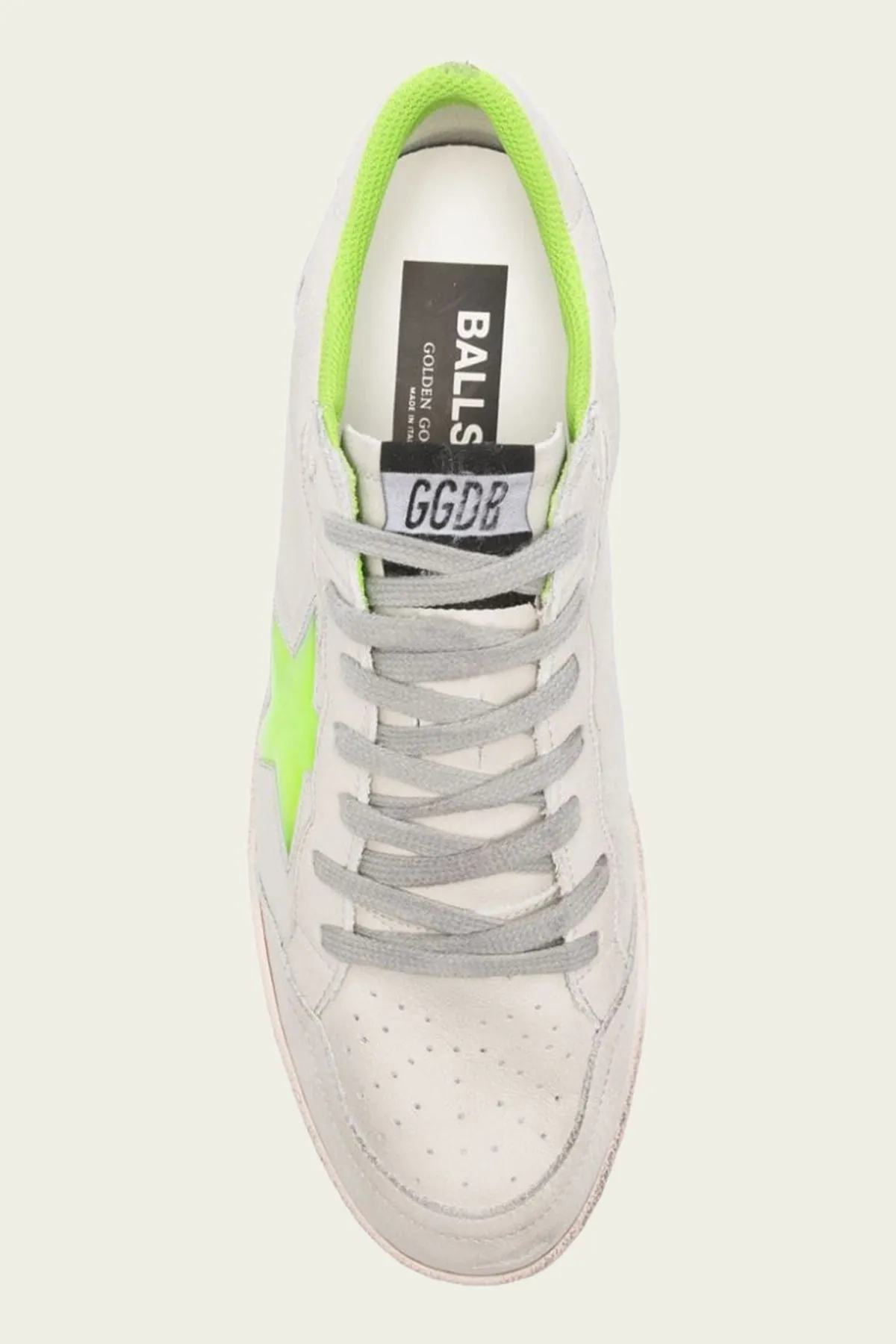 Ball-Star White Green Lime Leather Men Sneaker