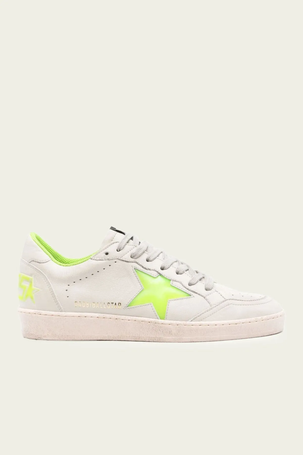 Ball-Star White Green Lime Leather Men Sneaker