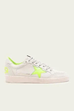 Ball-Star White Green Lime Leather Men Sneaker