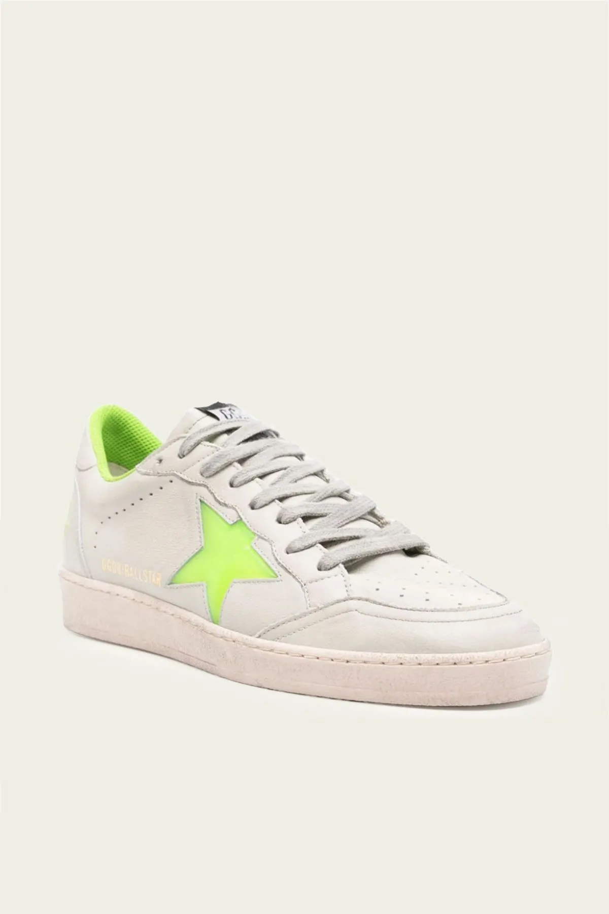 Ball-Star White Green Lime Leather Men Sneaker