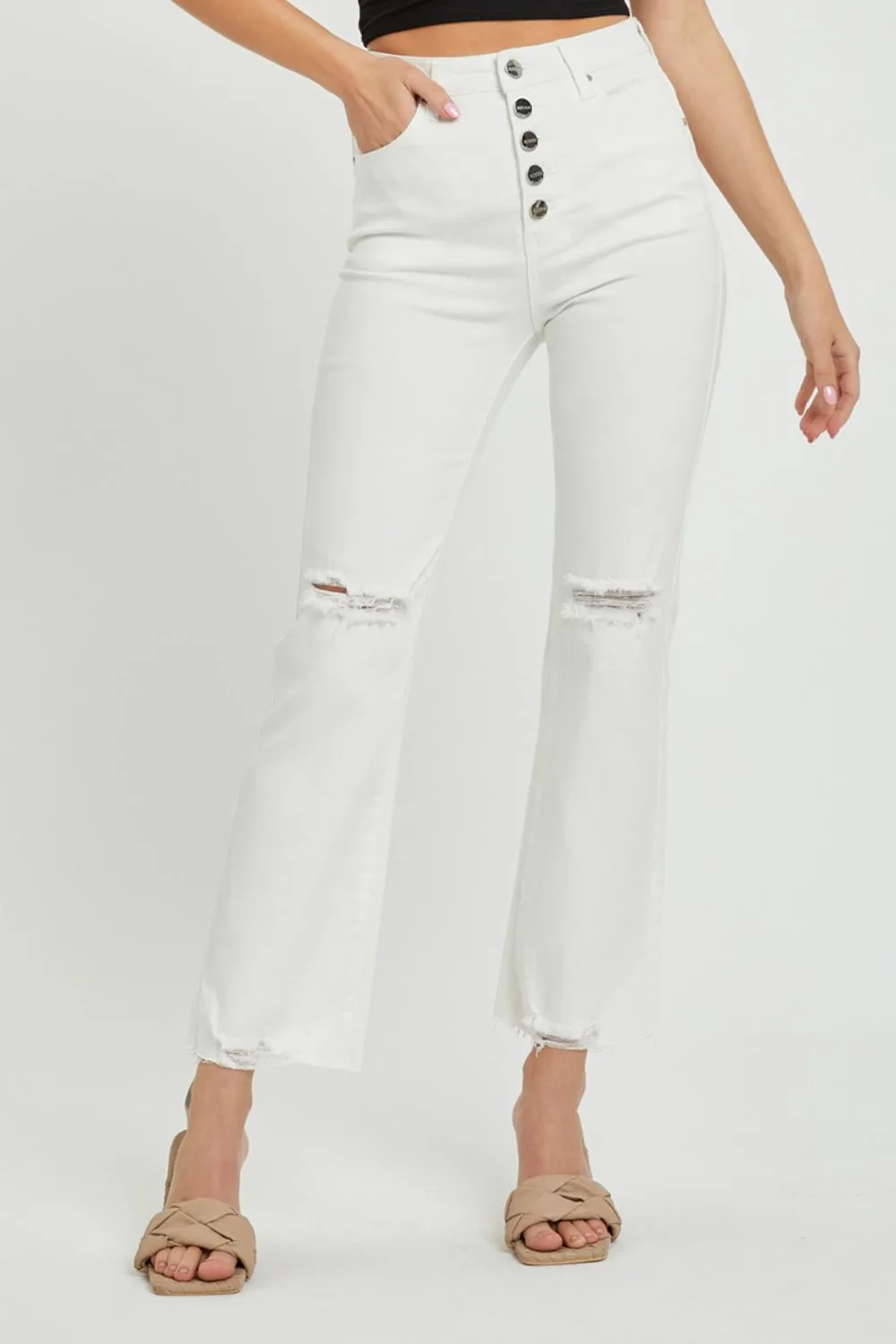 Bianca RISEN  Full Size High Rise Button Fly Straight Ankle Jeans