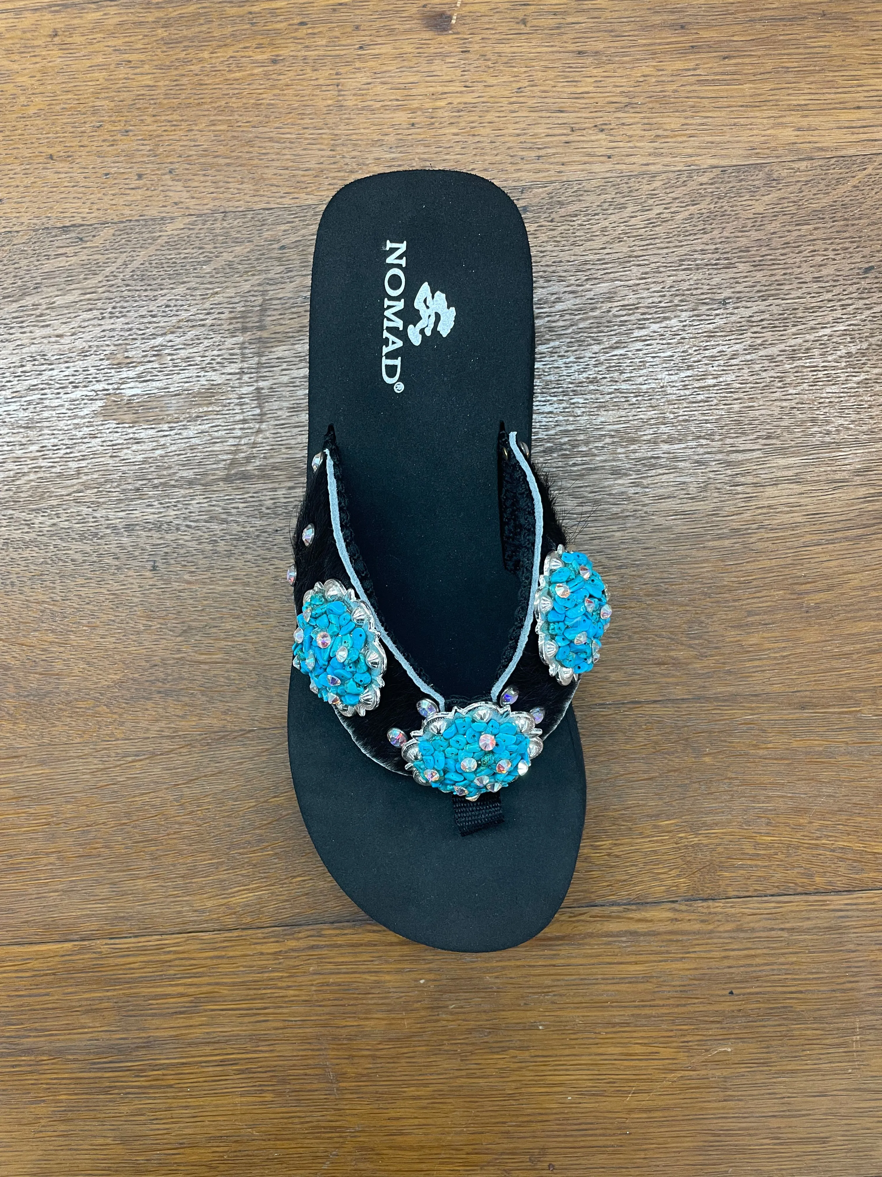 Black Cowhide w/Turquoise Stone Concho