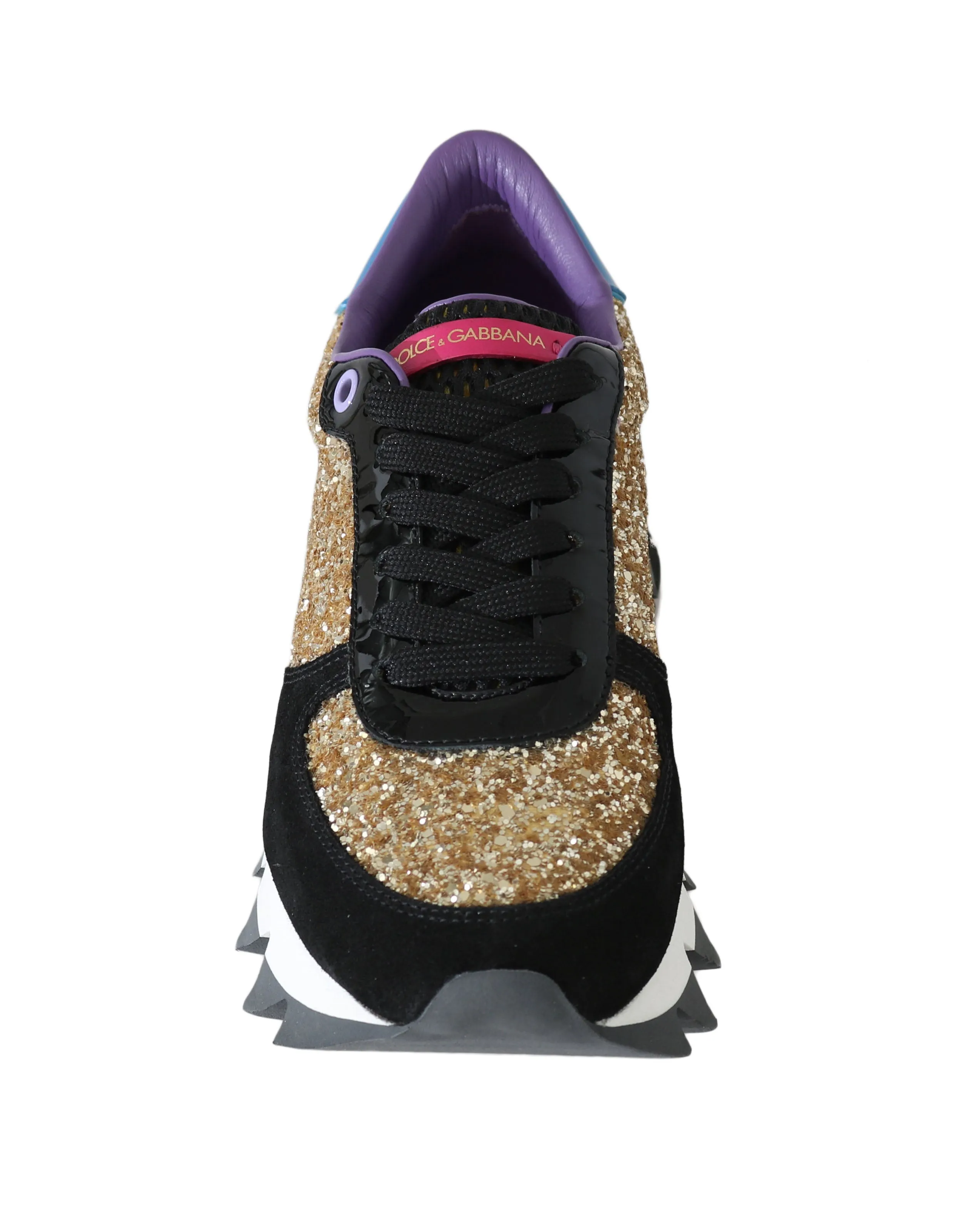 Black Gold Glitter Leather Sneakers