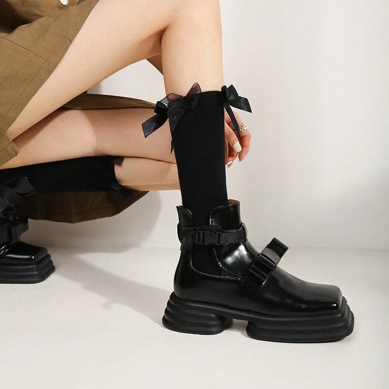 BLACK RETRO BUCKLE MARTIN BOOTS UB3129