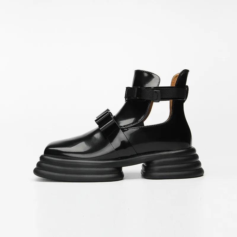 BLACK RETRO BUCKLE MARTIN BOOTS UB3129