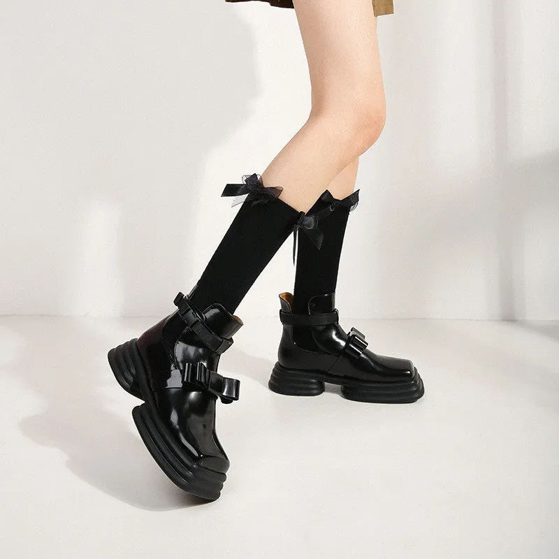 BLACK RETRO BUCKLE MARTIN BOOTS UB3129