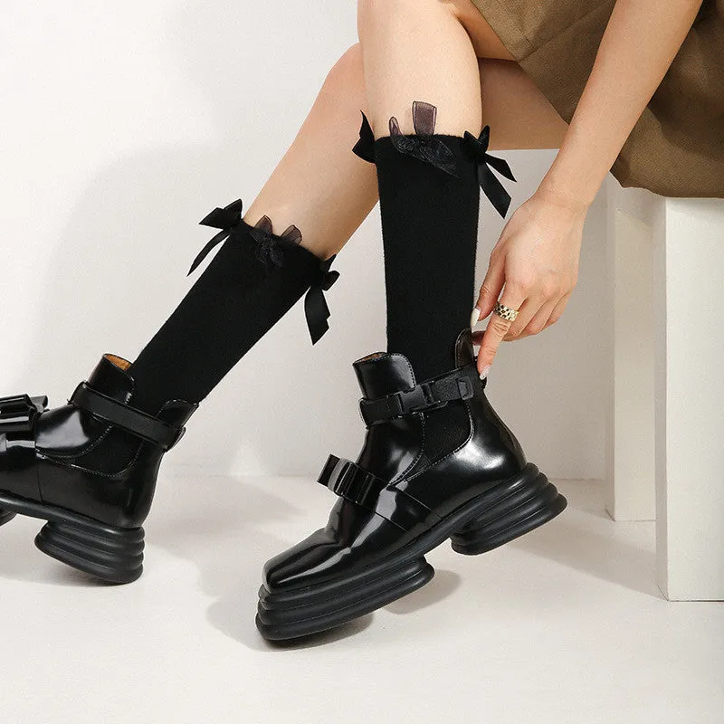 BLACK RETRO BUCKLE MARTIN BOOTS UB3129