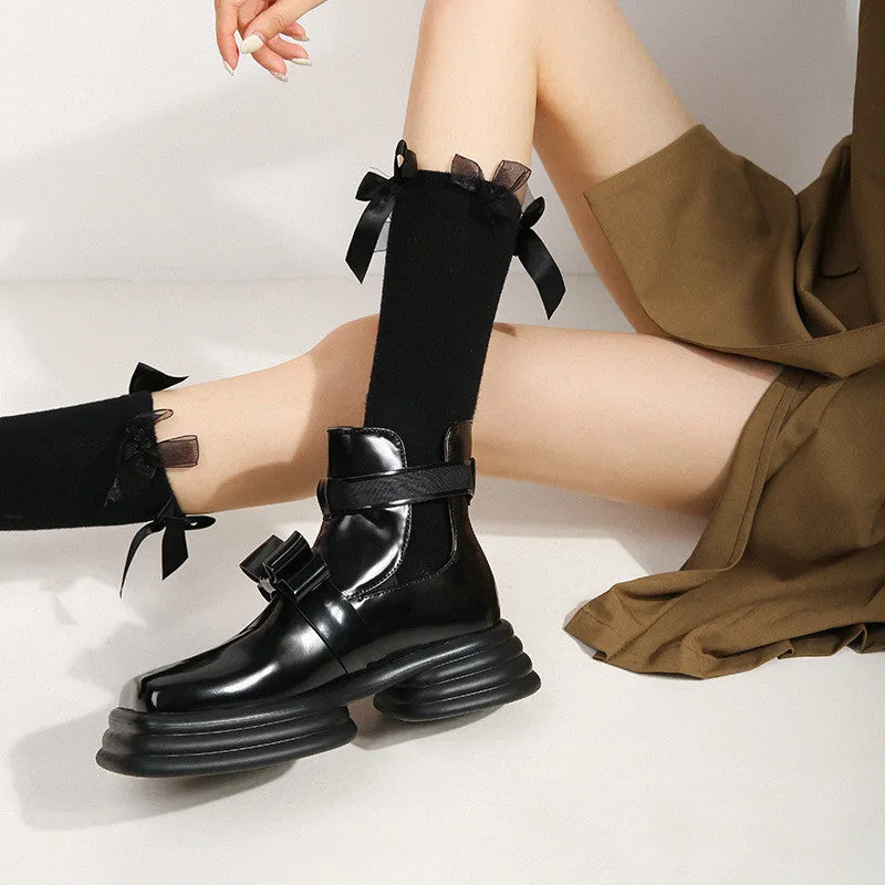 BLACK RETRO BUCKLE MARTIN BOOTS UB3129