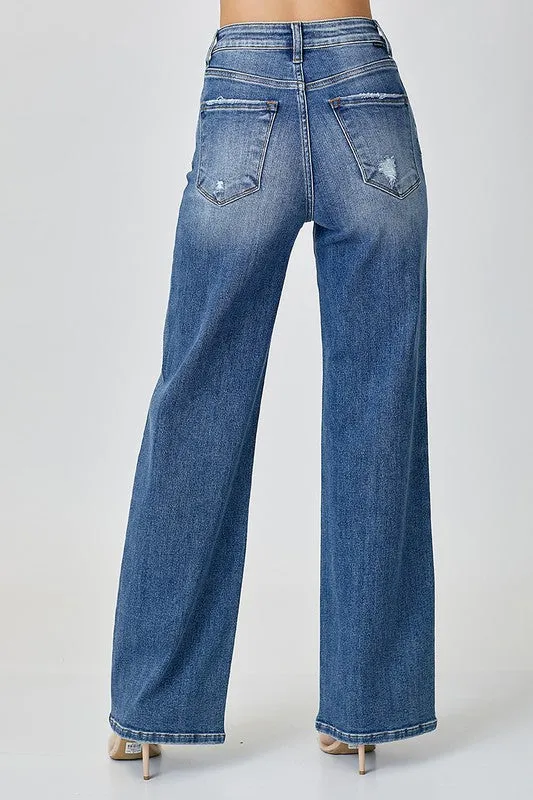 Blue High Waist Jeans with Pockets