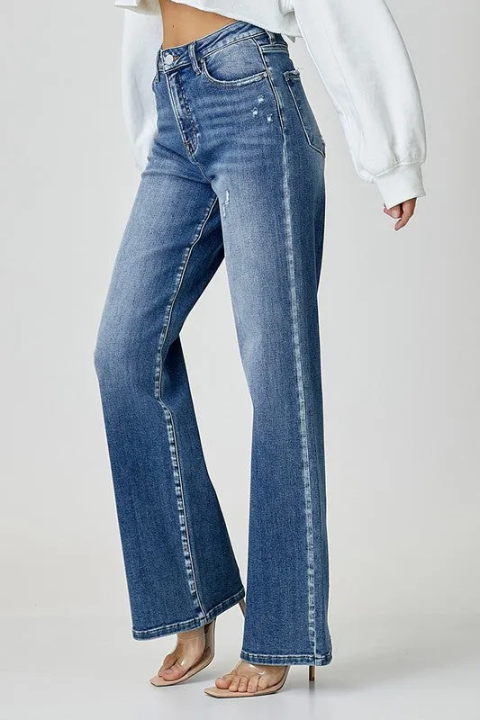 Blue High Waist Jeans with Pockets