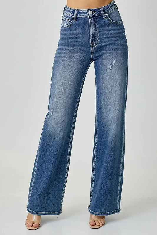 Blue High Waist Jeans with Pockets