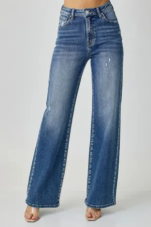 Blue High Waist Jeans with Pockets