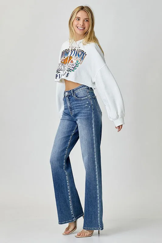 Blue High Waist Jeans with Pockets