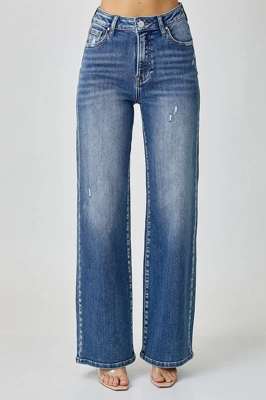 Blue High Waist Jeans with Pockets