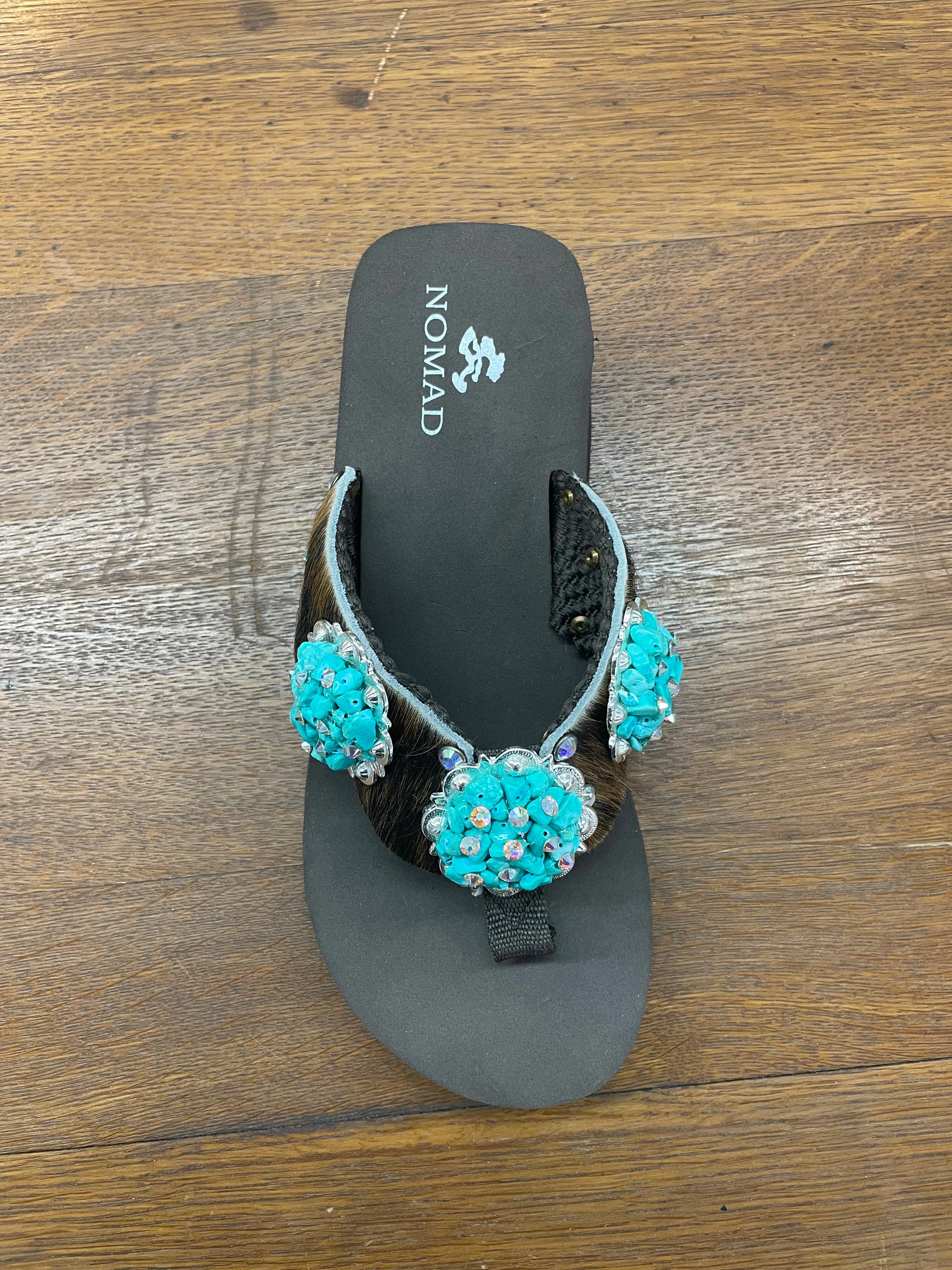 Brown Cowhide w/Turquoise Stones
