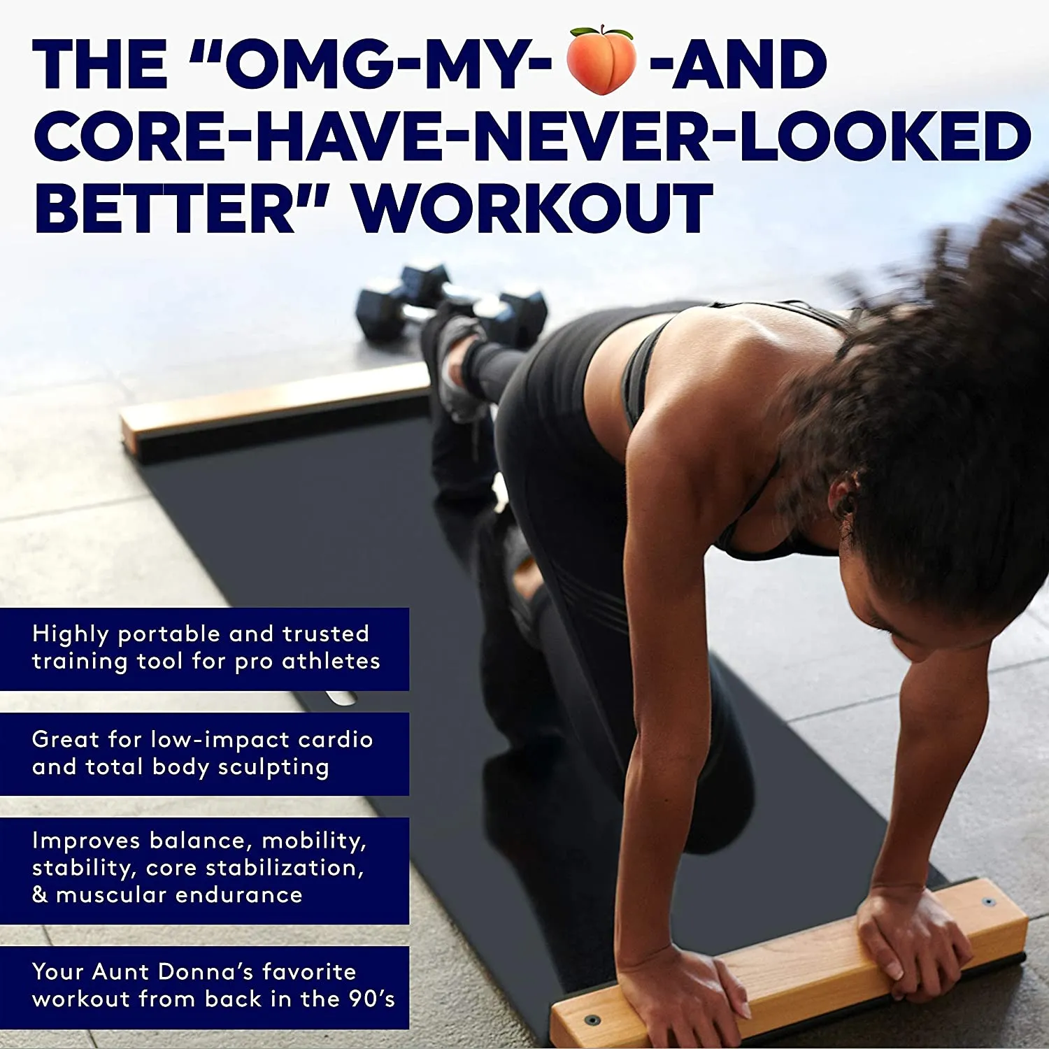 BRRRN Slide Board - At-Home Cardio Workout to Tone Legs, Glutes, & Core Muscles - Easy to Use and Store - Cross Training Exercise Equipment for Hockey, Ice Skating, Tennis, Running and Skiing