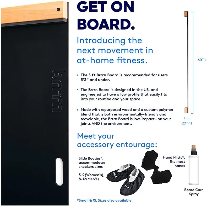 BRRRN Slide Board - At-Home Cardio Workout to Tone Legs, Glutes, & Core Muscles - Easy to Use and Store - Cross Training Exercise Equipment for Hockey, Ice Skating, Tennis, Running and Skiing