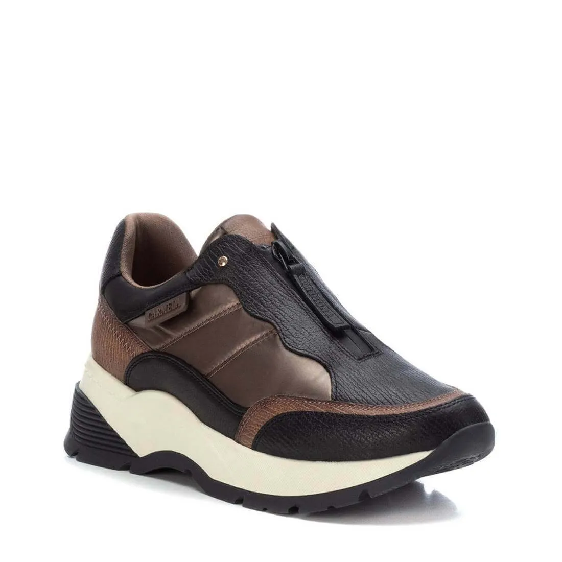Carmela Brown Front Zip Sneakers