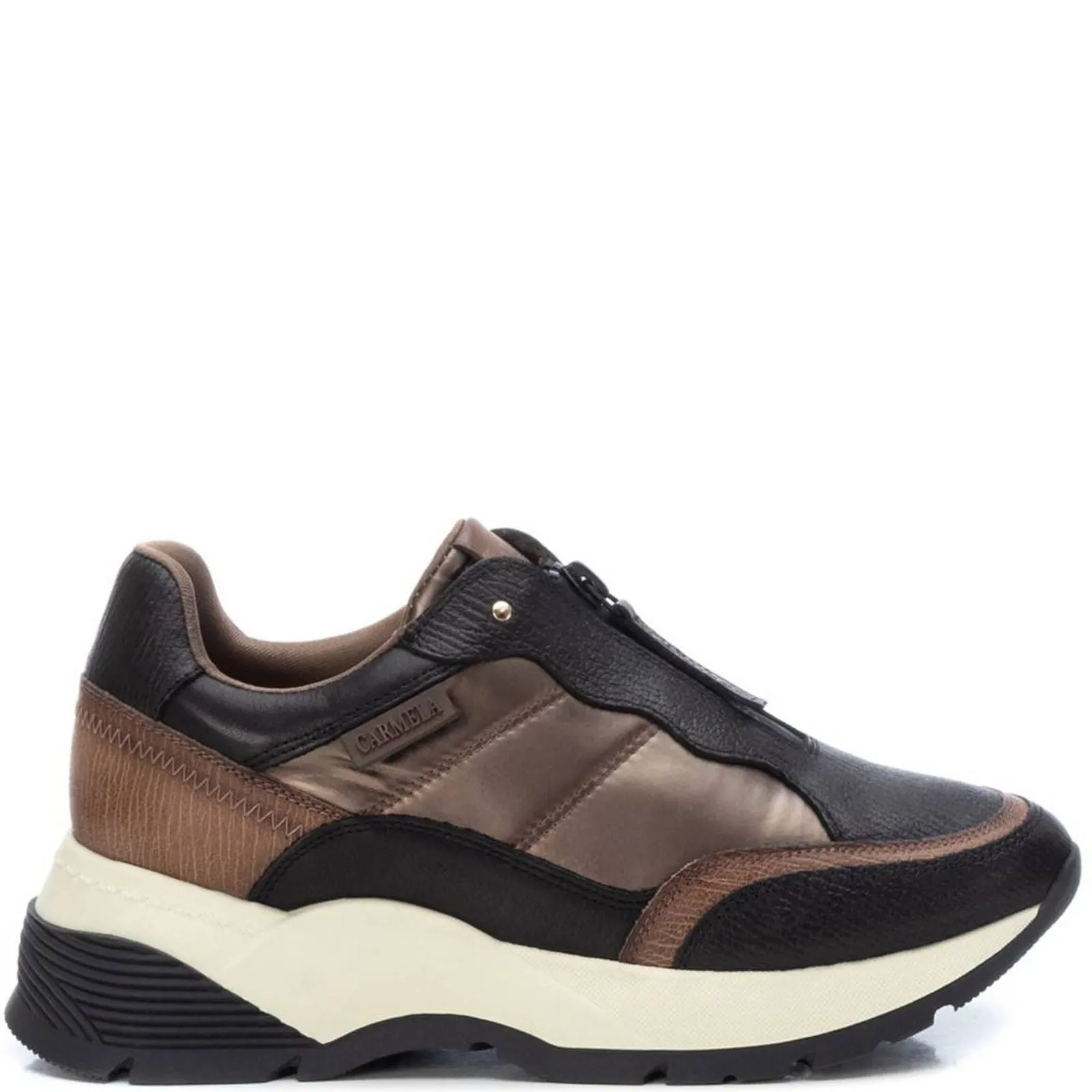 Carmela Brown Front Zip Sneakers