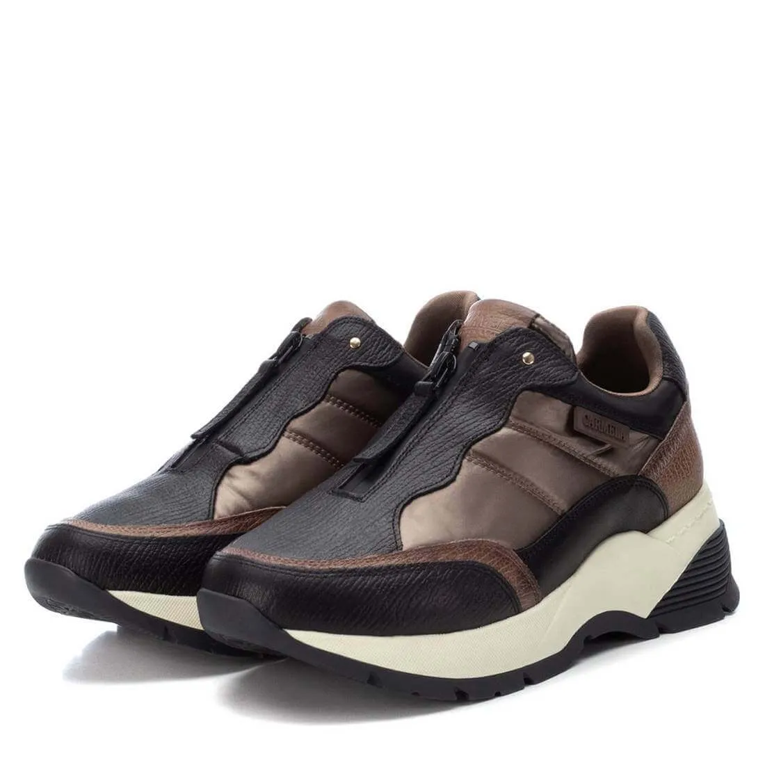 Carmela Brown Front Zip Sneakers