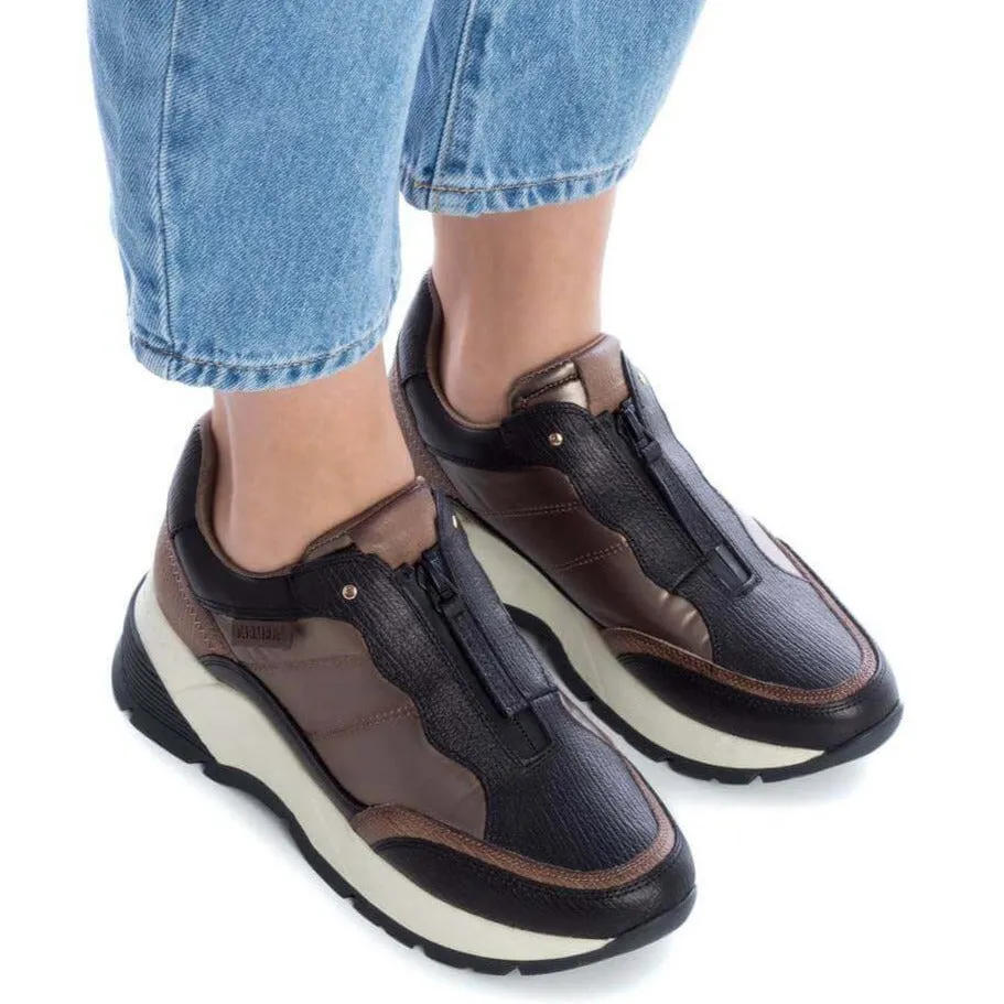 Carmela Brown Front Zip Sneakers