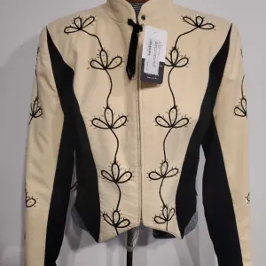 Cream and Black Suede Western Jacket