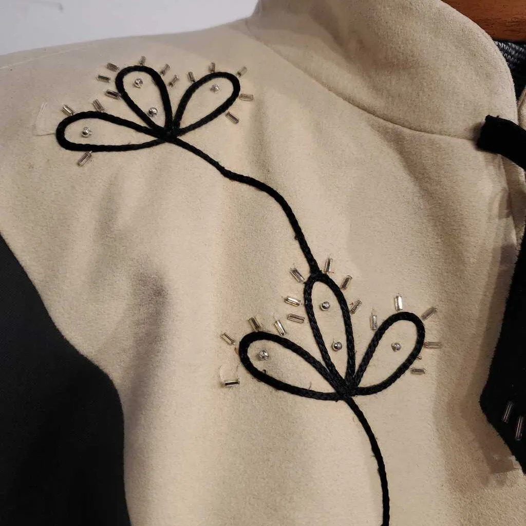 Cream and Black Suede Western Jacket
