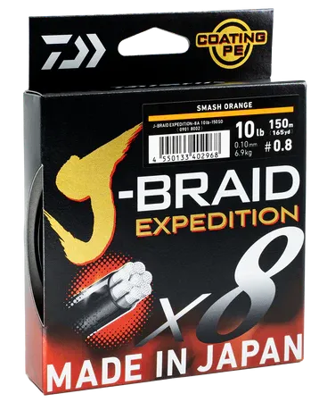 Daiwa J Braid Expedition X8 Braided Fishing Line Orange 150m
