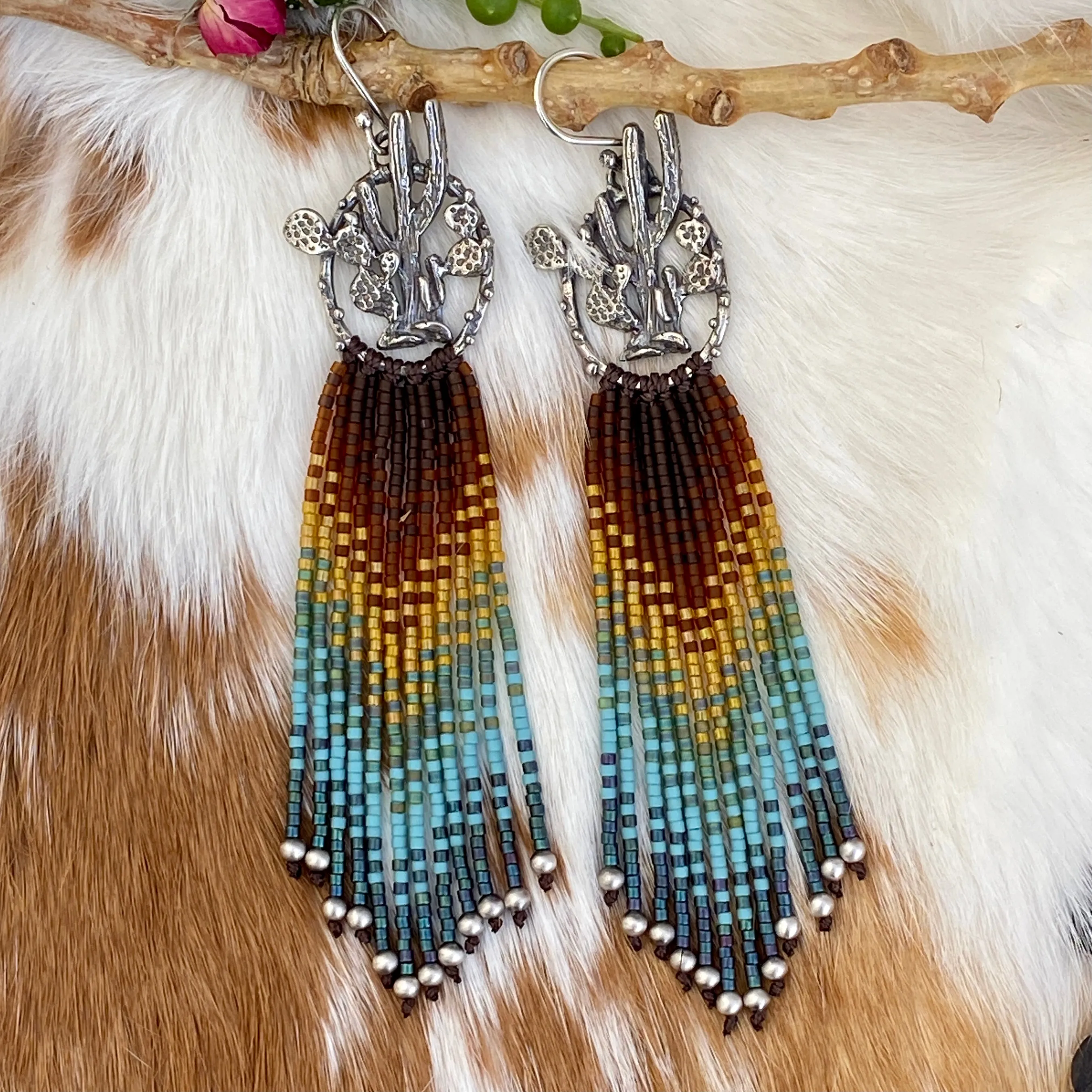 Desert Dweller “Midnight Sky” hand cast Sterling Silver beaded Earrings