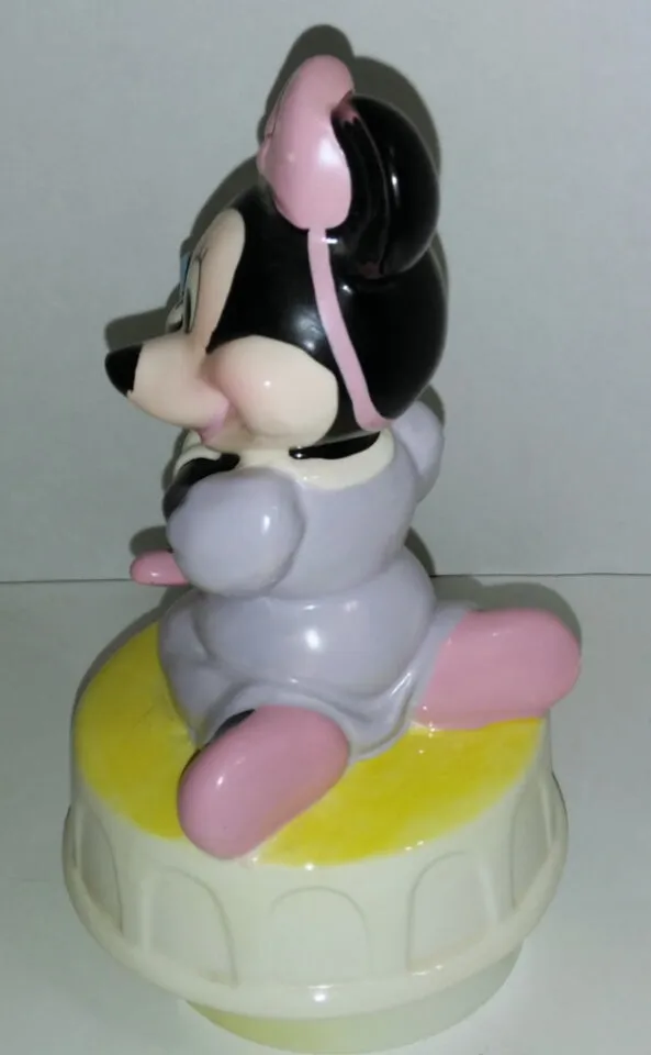 Disney Schmid Minnie Mouse Music Box Plays Rock A Bye Baby