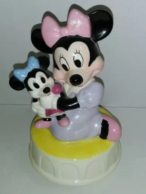 Disney Schmid Minnie Mouse Music Box Plays Rock A Bye Baby