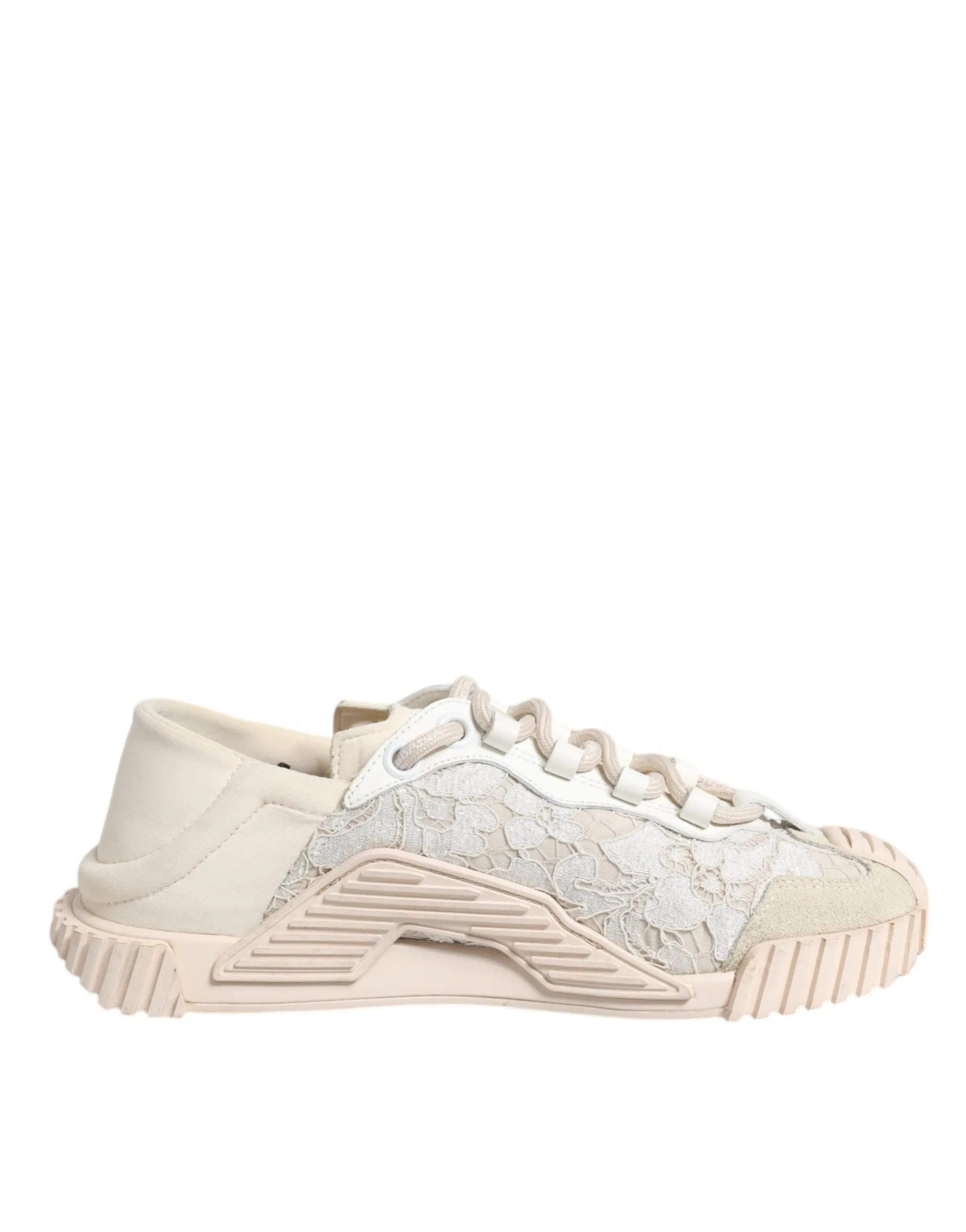 Dolce&Gabbana NS1 Women Ivory Sneakers Nylon Floral Lace Trainer Shoes Sz EUR 37