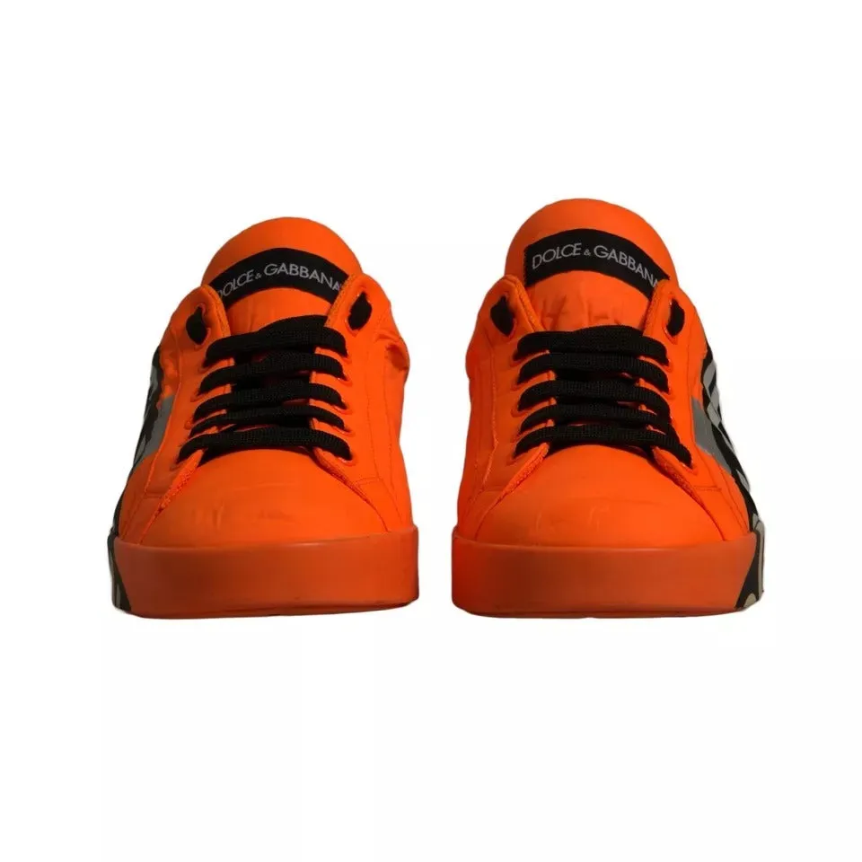 Dolce&Gabbana Portofino Men Orange Sneakers Polyester Solid Trainer Shoes EUR 42