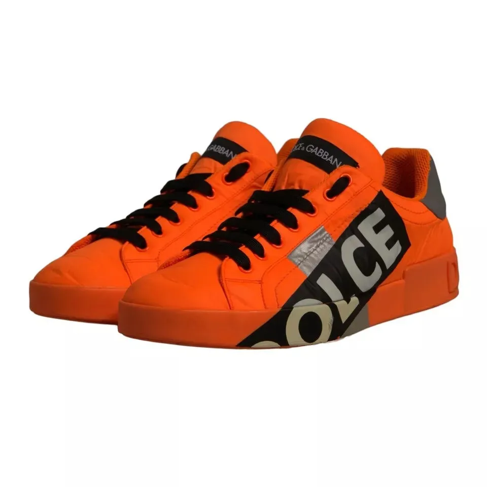 Dolce&Gabbana Portofino Men Orange Sneakers Polyester Solid Trainer Shoes EUR 42