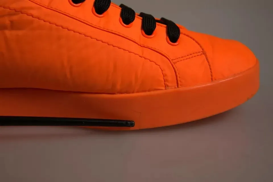 Dolce&Gabbana Portofino Men Orange Sneakers Polyester Solid Trainer Shoes EUR 42