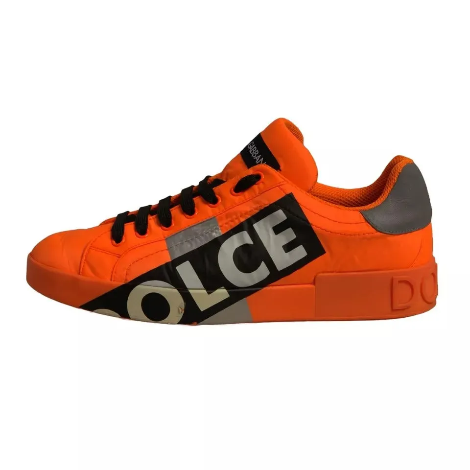 Dolce&Gabbana Portofino Men Orange Sneakers Polyester Solid Trainer Shoes EUR 42