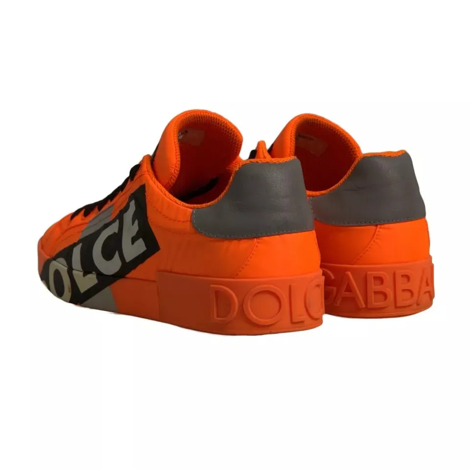 Dolce&Gabbana Portofino Men Orange Sneakers Polyester Solid Trainer Shoes EUR 42