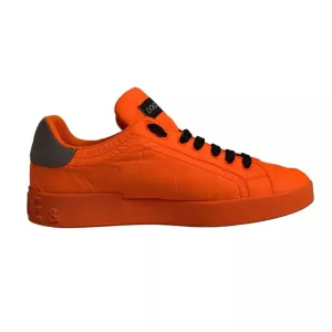 Dolce&Gabbana Portofino Men Orange Sneakers Polyester Solid Trainer Shoes EUR 42