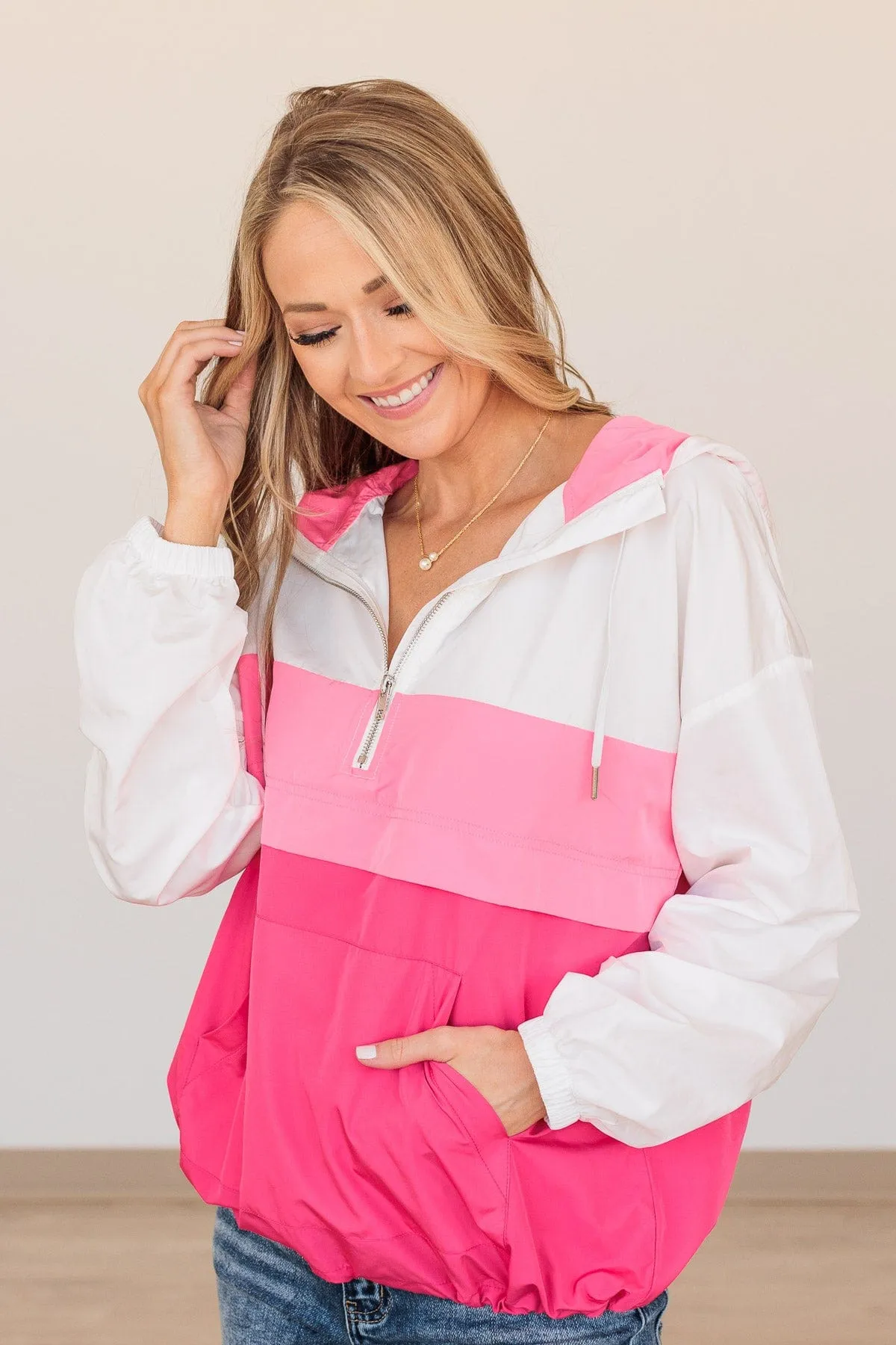 Explore The Unknown Color Block Windbreaker- Pink