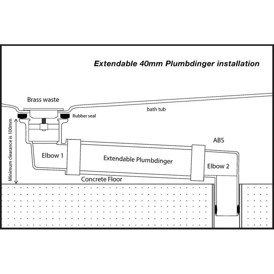 Extendable Plumbdinger – Versatile Bath Tub Waste Connector 40mm